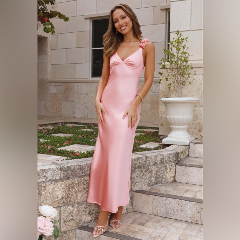 Parties in spring satin maxi dress